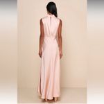 Lulus  Classic Elegance NWT size XS‎ Blush Satin Sleeveless Mock Neck Maxi Dress Photo 1