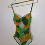 Kate Spade  Green & Multicolor Floral 1 Pc Tie Bandeau Swimsuit Sz XS Photo 1