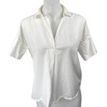 Madewell Women's White Short Sleeve Collared V Neck Shirt Blouse Top Size XS Photo 0
