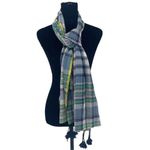 Womens‎ Woven Plaid Tassel Lightweight Scarf Multicolor Size 72” x 24” Blue Photo 2