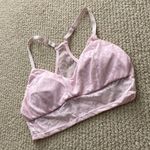 Fabletics Pale Pink Lacy Sports Bra Light Support Size XS Ballet Barbie Like New Photo 1