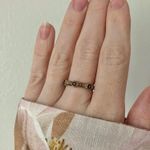 Copper Floral Inset Band Ring “Pieta” Tarnished Brass Gold Circles Boho Jewelry Brown Photo 12