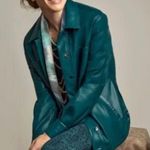 Chico's Faux Leather Jasper Green Women's Shacket Outerwear Jacket sz. 2 or L Photo 0