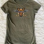 Harley Davidson  Olive Green Graphic T Shirt Womens‎ Biker Tee Photo 0