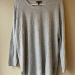 Eileen Fisher Grey and White Striped Tunic Tencel Women's Size Medium Photo 0