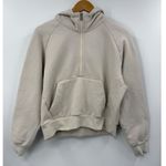 Athleta  Beige Forever Fleece 1/2 Zip Cropped Hoodie Long Sleeve Size Small Photo 0