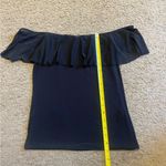 Garage Off-The-Shoulder Strapless Crop Top with Sheer Ruffle, Black, Size M Photo 5