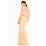 Mac Duggal Lace Long Sleeve V Neck Embellished Gown Blush size 12 Photo 2