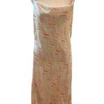 BCBG Women's Chevron Cowl Neck Slip Midi Dress Size 12 Multicolor White Photo 0