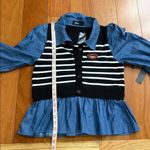 Alice Blue NWT  Cropped Sweater Vest with Denim sleeves size L Photo 7