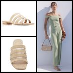 Cult Gaia ππ Sarelle Square Toe Slip-on Sandal ~ Tan Raffia EU 38.5 US 8.5 NWT Photo 1