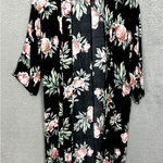 Urban Outfitters Caution To The Wind Kimono Cardigan Cover Up One Size Black Floral Boho Beach Photo 0