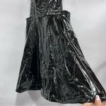 Hot Topic  Shiny Black faux leather Pinafore skirt w/pockets adjustable straps xs Photo 2