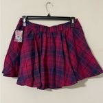 Red Camel  size large plaid lined short mini skirt with pockets red blue purple Photo 2