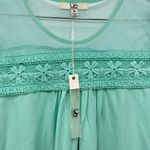 YA Los Angeles Mint Green Lightweight Cotton Blend Blouse with Lace & Mesh by Photo 11