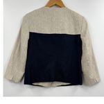 Banana Republic Two Tone Linen Blend Blazer Jacket Navy Beige Size 2 Photo 6