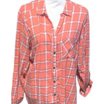 Columbia  Orange sickle Plaid Button-Up Shirt Long Sleeve Pocket Cotton Photo 0