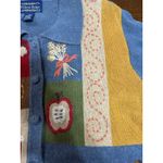 Willow Ridge Embroidered Fall Sweater Leaves Pumpkin Patch Women XL Grandma VTG Blue Photo 6