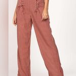 Honey Belle NWT Pants Womens S Burgundy Striped Wide Leg Coastal Cowgirl 70s Photo 3