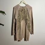 Haute Hippie Cardigan Women M Tan Knit Fringe Cotton Boho Western Fall Country Photo 2