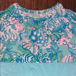 Lilly Pulitzer Finn Top M Aqua La Vista Coastal Jersey Long Sleeve Resortwear Photo 3