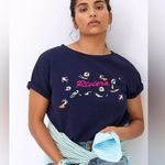 Anthropologie NWT Maeve Beach Embroidered Sweatshirt Tee Riviera Swimming Embroidery Small Photo 4