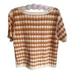 Cost Plus World Market Orange Ivory Stripe Crochet Knit Top Size Small Medium White Photo 2