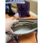 Brighton Croc Emboss Leather Woven Straw Shoulder Bag Handbag Studded Buckle Photo 9