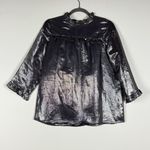 NEW Franny x CoOp Barneys Silver Metallic Sparkle Shine Ruffle Collar Blouse 2 Photo 0