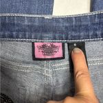 Harley Davidson Pink Bejeweled Logo Pocket Bootcut Jeans Blue Size 6 Photo 2