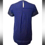 Madewell  SILK BLUE ASCOT GRIDIRON BOHO SHORT SLEEVE BLOUSE TOP XS Photo 5