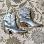Metallic Silver Cowboy Boots Western Ankle Booties 6.5 6 1/2 Photo 1