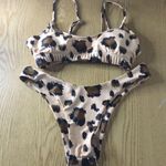 2Pc Super Sexy Animal Print Bikini Swimsuit Size Small Tan Photo 1