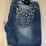 Miss Me  signature capri crop cropped denim Women's Blue Embellished Jeans Photo 0