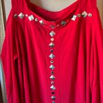 FINAL MARKDOWN Cover charge Red cold shoulder top with Silver Studs medium Size XL Photo 1