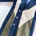 J.Crew  Women’s Teddy Sherpa Colorblock Thick Coat Green Ivory Navy Blue Photo 7