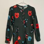 Loft ANN TAYLOR  Floral Breeze Shirt Dress Dark Green Multi Long Sleeve PETITE 2P Photo 4