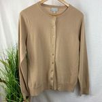Pure Collection 100% Cashmere Long Sleeve Cardigan Button Up Sweater 12 Tan Photo 0