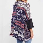 Free People  Pieced With Paisley Tunic Fringe Sweater Top Size M/L Photo 1