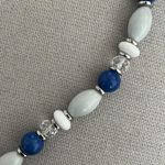 Talbots  Silver-Tone Beaded Necklace in Blue, White Photo 4