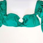 EgoSwim Off the Shoulder Puff Sleeve Swim Bikini Top Green XL Photo 0