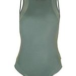 Topshop  Olive Green One Piece Swimsuit High Neck Mesh Strapy Sexy Back Size 8 Photo 0