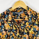 Sharagano  Women's Size 6 Button Front Midi Dress Black Yellow Orange Floral Photo 3