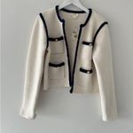 Anthropologie NWT Maeve Collarless Tipped Knit Jacket M Photo 3