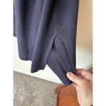 Eileen Fisher Large Tencel/Silk Navy Blue Brown Trim Long Open Cardigan Sweater Photo 4