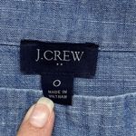 J.Crew Top Womens 0 Funnel Neck in Blue Chambray Cotton Raw Hem back Photo 3