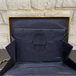 Vintage INDUSTRIA ARGENTINA Navy Midnight Blue Suede Clutch Quilted Chain Bag Photo 12