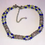 Chico's  Vintage Blue & Yellow Silver Tone Beaded Boho Necklace Photo 0