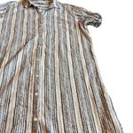 Michael Stars Blue White Stripe Button-Down Shirt Dress Short Sleeve Size Medium Photo 1