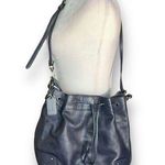 Coach Mickey Drawstring NavyBlue Pebbled Leather Bucket Convertible Shoulder Bag Photo 0